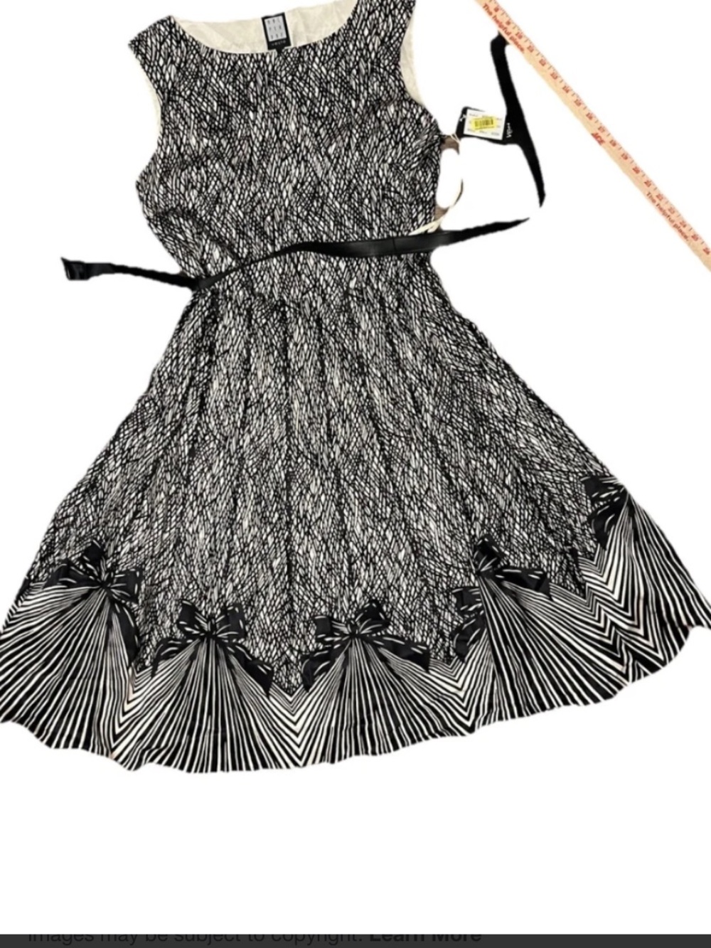 Due Per Due Sleeveless 100% Silk Ankle Length Dress Abstract & Bow Print